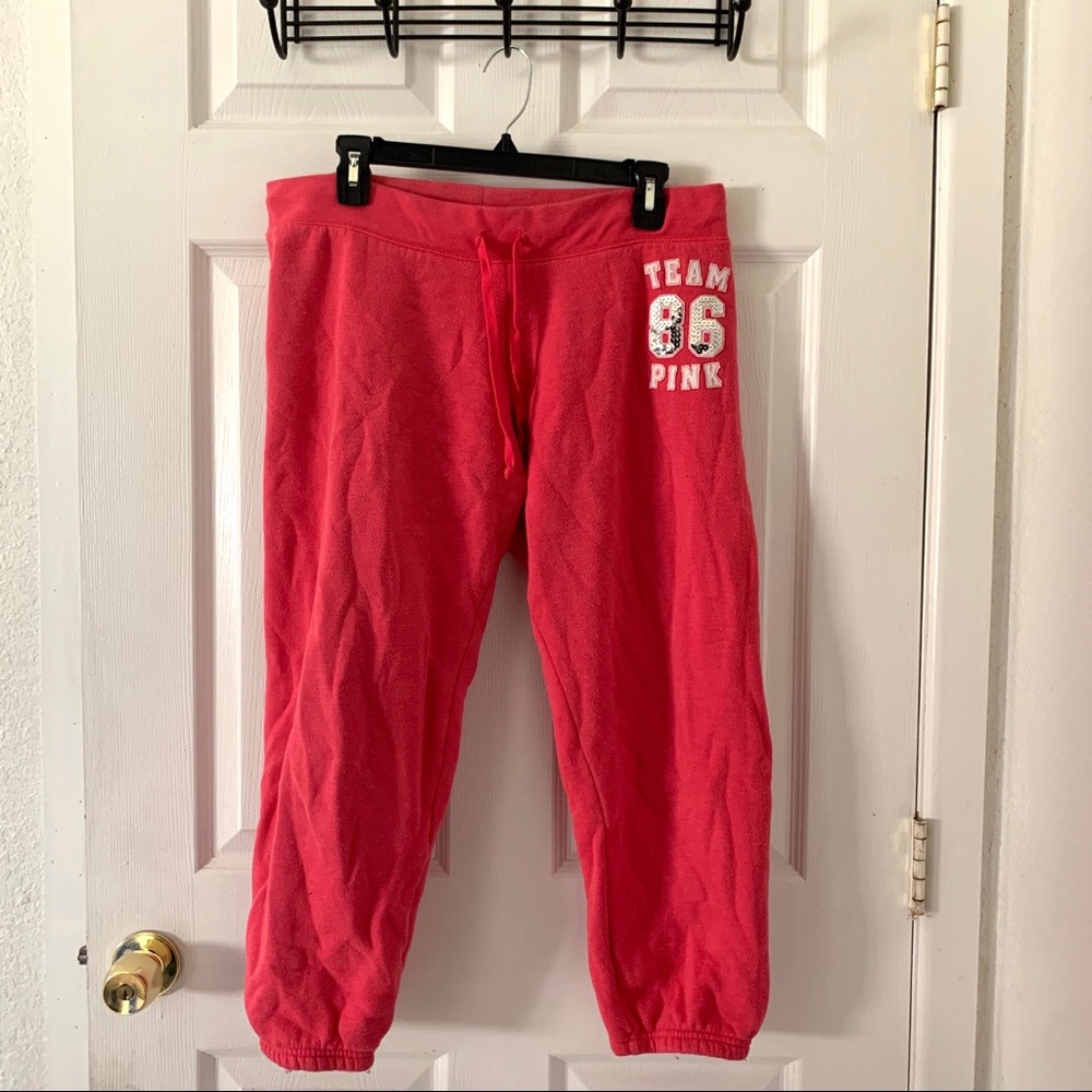 Victoria Secret PINK Capri Sweats  Pink w/ Sequins
